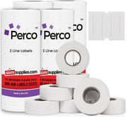 Perco 2 Line Labels - Blank Price and Date Gun Labels for Perco 2 Line Price and Date Guns - Made in USA - White 4 Sleeves