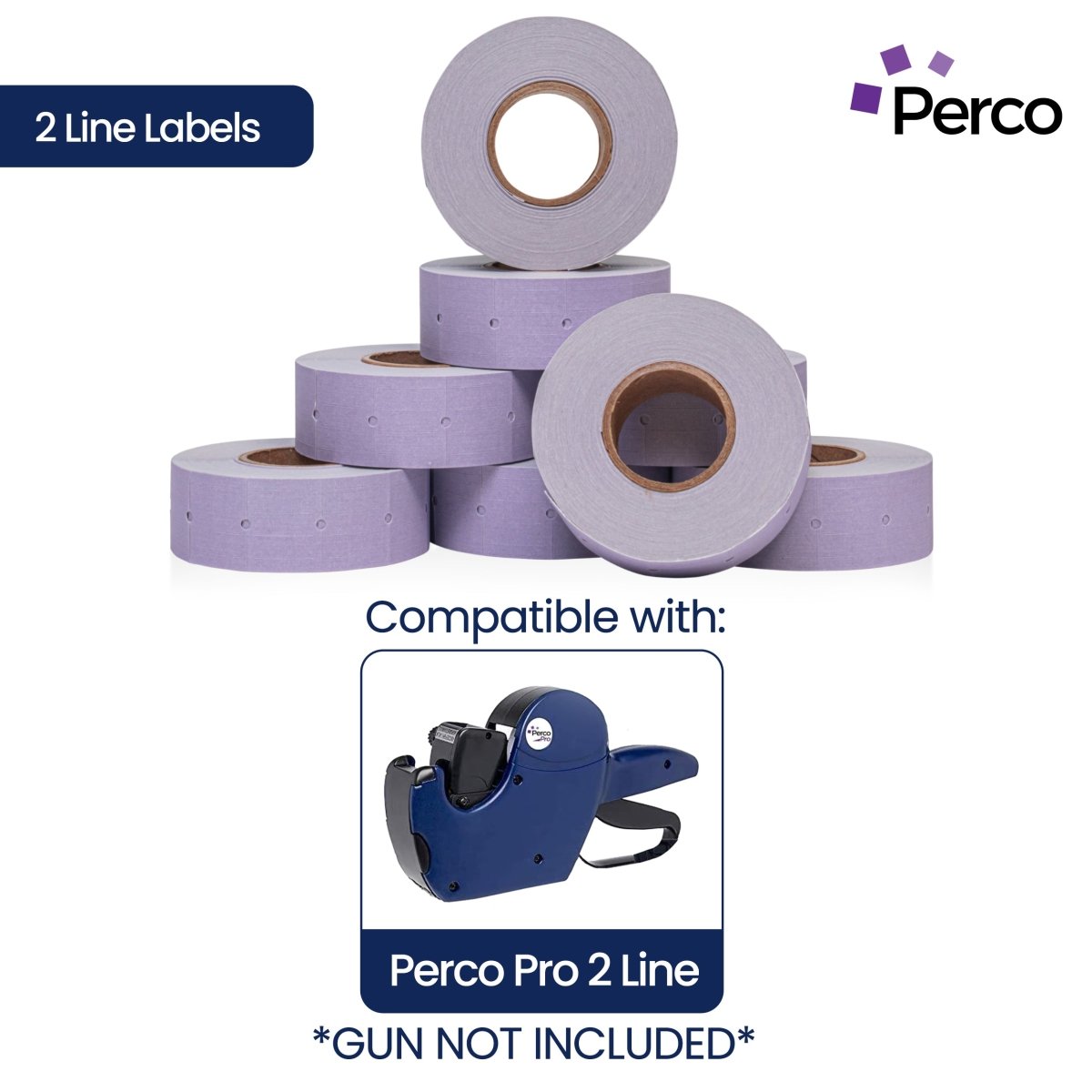 Perco 2 Line Labels - Blank Price and Date Gun Labels for Perco 2 Line Price and Date Guns - Made in USA - Lavender 10 Sleeves