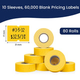 Perco 2 Line Labels - Blank Price and Date Gun Labels for Perco 2 Line Price and Date Guns - Made in USA - Yellow 10 Sleeves