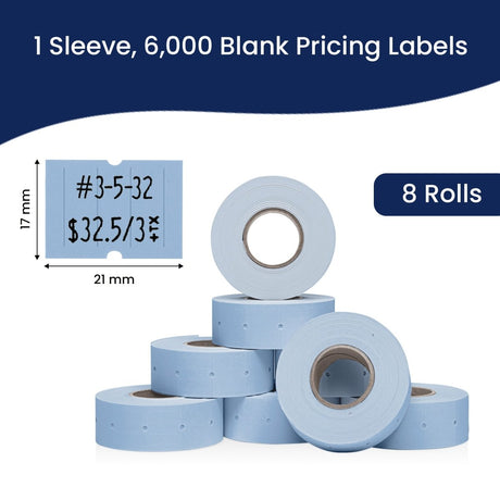 Perco 2 Line Labels - Blank Price and Date Gun Labels for Perco 2 Line Price and Date Guns - Made in USA - Blue 1 Sleeve