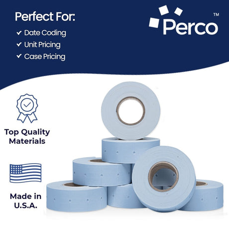 Perco 2 Line Labels - Blank Price and Date Gun Labels for Perco 2 Line Price and Date Guns - Made in USA - Blue 4 Sleeves