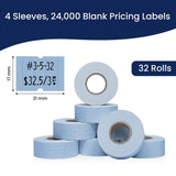 Perco 2 Line Labels - Blank Price and Date Gun Labels for Perco 2 Line Price and Date Guns - Made in USA - Blue 4 Sleeves