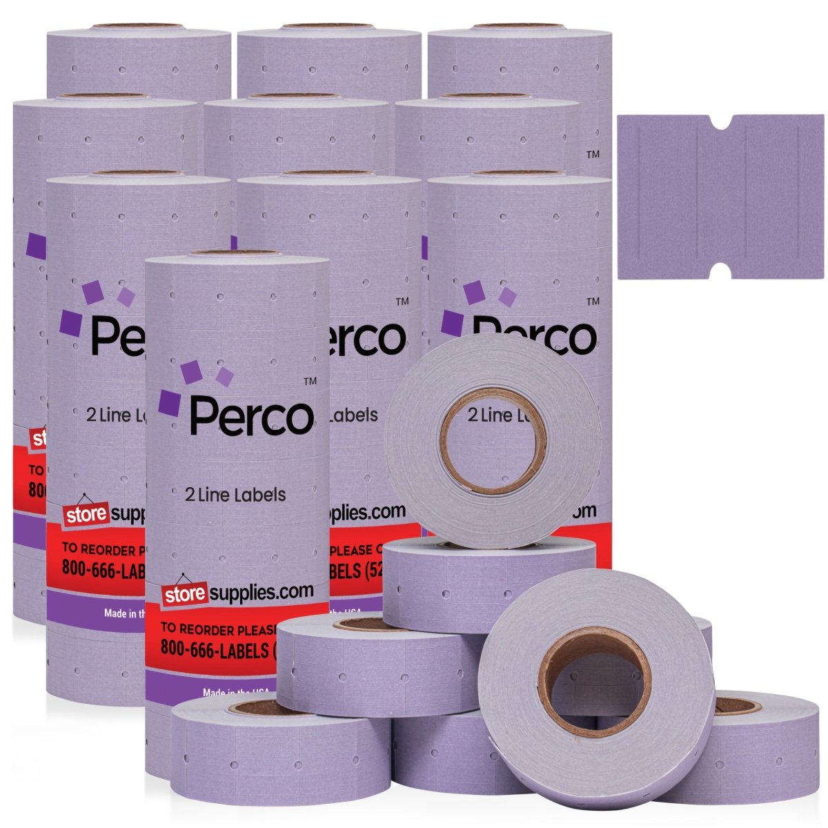 Perco 2 Line Labels - Blank Price and Date Gun Labels for Perco 2 Line Price and Date Guns - Made in USA - Lavender 10 Sleeves