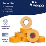 Perco 2 Line Labels - Blank Price and Date Gun Labels for Perco 2 Line Price and Date Guns - Made in USA - Fluorescent Orange 4 Sleeves
