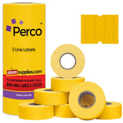 Perco 2 Line Labels - Blank Price and Date Gun Labels for Perco 2 Line Price and Date Guns - Made in USA - Yellow 1 Sleeve