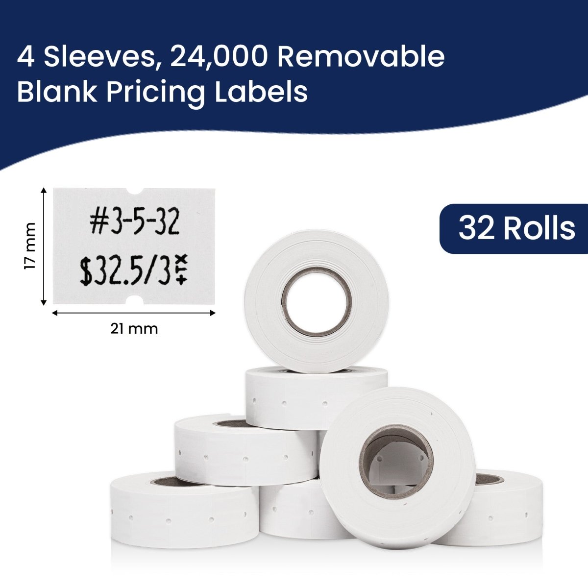 Perco 2 Line Labels - Blank Price and Date Gun Labels for Perco 2 Line Price and Date Guns - Made in USA - Removable 4 Sleeves