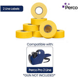 Perco 2 Line Labels - Blank Price and Date Gun Labels for Perco 2 Line Price and Date Guns - Made in USA - Yellow 4 Sleeves