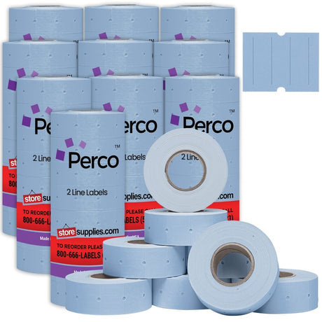 Perco 2 Line Labels - Blank Price and Date Gun Labels for Perco 2 Line Price and Date Guns - Made in USA - Blue 10 Sleeves