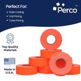 Perco 2 Line Labels - Blank Price and Date Gun Labels for Perco 2 Line Price and Date Guns - Made in USA - Fluorescent Red 4 Sleeves