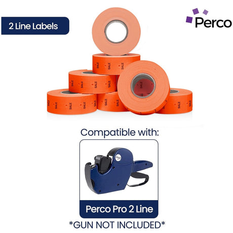 Perco 2 Line Labels - Blank Price and Date Gun Labels for Perco 2 Line Price and Date Guns - Made in USA - Sale 10 Sleeves
