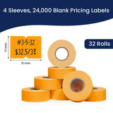 Perco 2 Line Labels - Blank Price and Date Gun Labels for Perco 2 Line Price and Date Guns - Made in USA - Fluorescent Orange 4 Sleeves