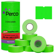Perco 2 Line Labels - Blank Price and Date Gun Labels for Perco 2 Line Price and Date Guns - Made in USA - Fluorescent Green 1 Sleeve