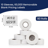 Perco 2 Line Labels - Blank Price and Date Gun Labels for Perco 2 Line Price and Date Guns - Made in USA - Removable 10 Sleeves