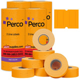 Perco 2 Line Labels - Blank Price and Date Gun Labels for Perco 2 Line Price and Date Guns - Made in USA - Fluorescent Orange 4 Sleeves