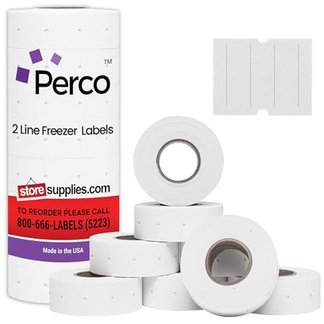 Perco 2 Line Labels - Freezer Adhesive - Store Supplies