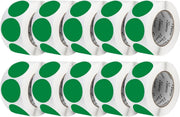 Perco 3 - Inch Round Circle Dot Sticker Labels – Easy Peel Perforation – Made in USA - Green 10 Rolls / 500 Labels Each / 5000 Labels Total
