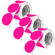 Perco 3 - Inch Round Circle Dot Sticker Labels – Easy Peel Perforation – Made in USA - Fluorescent Pink Pack of 3 rolls / 1500 Labels