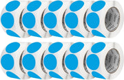Perco 3 - Inch Round Circle Dot Sticker Labels – Easy Peel Perforation – Made in USA - Light Blue Pack of 10 rolls / 5000 Labels