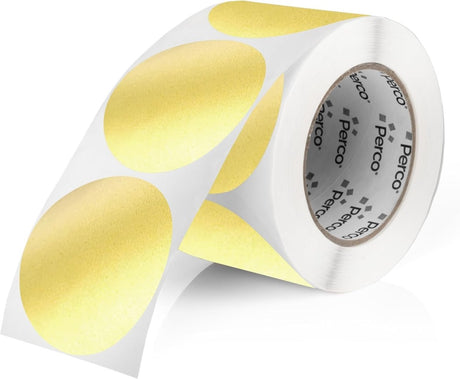 Perco 3 - Inch Round Circle Dot Sticker Labels – Easy Peel Perforation – Made in USA - Gold 1 Roll / 500 Labels Total