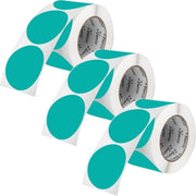 Perco 3 - Inch Round Circle Dot Sticker Labels – Easy Peel Perforation – Made in USA - Teal Pack of 3 rolls / 1500 Labels
