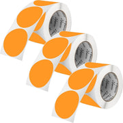 Perco 3 - Inch Round Circle Dot Sticker Labels – Easy Peel Perforation – Made in USA - Fluorescent Orange Pack of 3 rolls / 1500 Labels