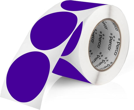 Perco 3 - Inch Round Circle Dot Sticker Labels – Easy Peel Perforation – Made in USA - Purple 1 Roll / 500 Labels Total