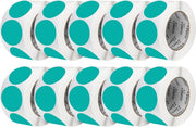Perco 3 - Inch Round Circle Dot Sticker Labels – Easy Peel Perforation – Made in USA - Teal 10 Rolls / 500 Labels Each / 5000 Labels Total