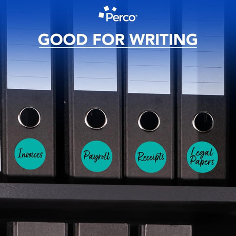 Perco 3 - Inch Round Circle Dot Sticker Labels – Easy Peel Perforation – Made in USA - Teal 10 Rolls / 500 Labels Each / 5000 Labels Total