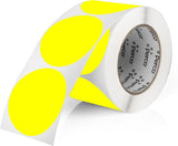 Perco 3 - Inch Round Circle Dot Sticker Labels – Easy Peel Perforation – Made in USA - Fluorescent Yellow 1 Roll / 500 Labels Total