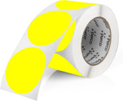 Perco 3 - Inch Round Circle Dot Sticker Labels – Easy Peel Perforation – Made in USA - Fluorescent Yellow 1 Roll / 500 Labels Total