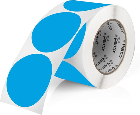 Perco 3 - Inch Round Circle Dot Sticker Labels – Easy Peel Perforation – Made in USA - Light Blue 1 Roll / 500 Labels Total