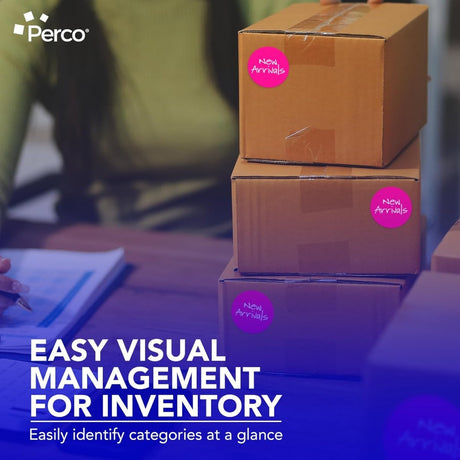 Perco 3 - Inch Round Circle Dot Sticker Labels – Easy Peel Perforation – Made in USA - Fluorescent Pink Pack of 3 rolls / 1500 Labels