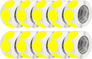 Perco 3 - Inch Round Circle Dot Sticker Labels – Easy Peel Perforation – Made in USA - Fluorescent Yellow Pack of 10 rolls / 5000 Labels