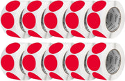 Perco 3 - Inch Round Circle Dot Sticker Labels – Easy Peel Perforation – Made in USA - Red 10 Rolls / 500 Labels Each / 5000 Labels Total