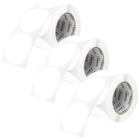 Perco 3 - Inch Round Circle Dot Sticker Labels – Easy Peel Perforation – Made in USA - White Pack of 3 rolls / 1500 Labels