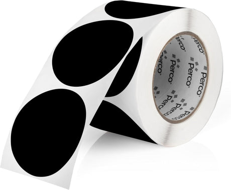 Perco 3 - Inch Round Circle Dot Sticker Labels – Easy Peel Perforation – Made in USA - Black 1 Roll / 500 Labels Total
