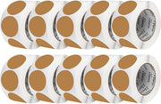 Perco 3 - Inch Round Circle Dot Sticker Labels – Easy Peel Perforation – Made in USA - Kraft Brown 10 Rolls / 500 Labels Each / 5000 Labels Total