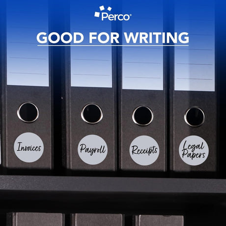 Perco 3 - Inch Round Circle Dot Sticker Labels – Easy Peel Perforation – Made in USA - Silver 10 Rolls / 500 Labels Each / 5000 Labels Total