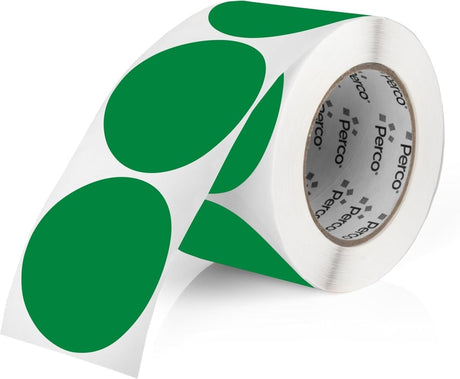 Perco 3 - Inch Round Circle Dot Sticker Labels – Easy Peel Perforation – Made in USA - Green 1 Roll / 500 Labels Total