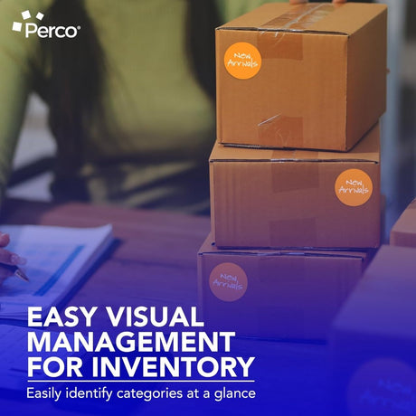 Perco 3 - Inch Round Circle Dot Sticker Labels – Easy Peel Perforation – Made in USA - Fluorescent Orange Pack of 3 rolls / 1500 Labels