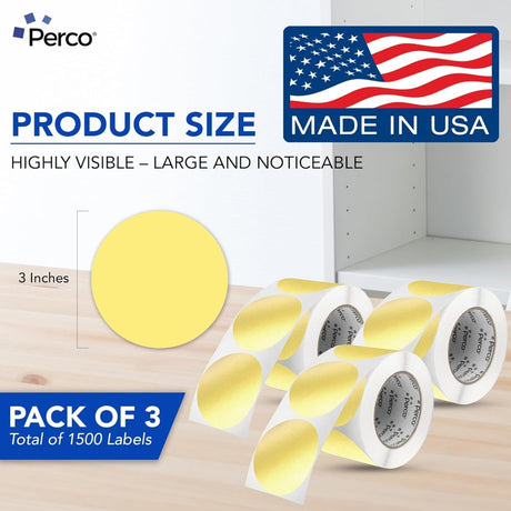 Perco 3 - Inch Round Circle Dot Sticker Labels – Easy Peel Perforation – Made in USA - Fluorescent Pink 1 roll / 500 Labels