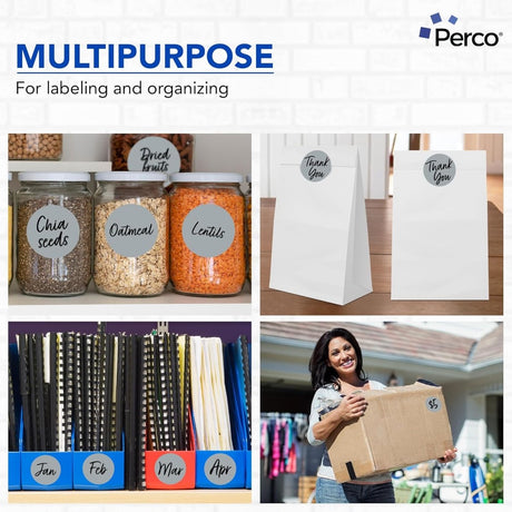 Perco 3 - Inch Round Circle Dot Sticker Labels – Easy Peel Perforation – Made in USA - Pack of 3 rolls / 1500 Labels 3