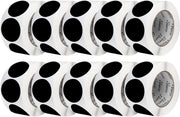 Perco 3 - Inch Round Circle Dot Sticker Labels – Easy Peel Perforation – Made in USA - Black 10 Rolls / 500 Labels Each / 5000 Labels Total