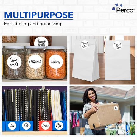 Perco 3 - Inch Round Circle Dot Sticker Labels – Easy Peel Perforation – Made in USA - White 1 roll / 500 Labels