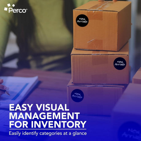 Perco 3 - Inch Round Circle Dot Sticker Labels – Easy Peel Perforation – Made in USA - Black Pack of 3 rolls / 1500 Labels