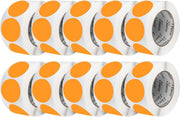 Perco 3 - Inch Round Circle Dot Sticker Labels – Easy Peel Perforation – Made in USA - Fluorescent Orange 10 Rolls / 500 Labels Each / 5000 Labels Total