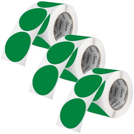 Perco 3 - Inch Round Circle Dot Sticker Labels – Easy Peel Perforation – Made in USA - Pack of 3 rolls / 1500 Labels 3