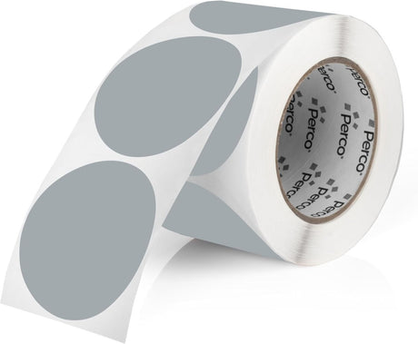 Perco 3 - Inch Round Circle Dot Sticker Labels – Easy Peel Perforation – Made in USA - Grey 1 Roll / 500 Labels Total