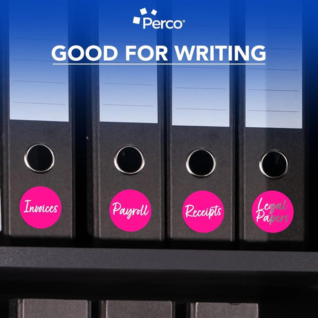 Perco 3 - Inch Round Circle Dot Sticker Labels – Easy Peel Perforation – Made in USA - Fluorescent Pink 10 Rolls / 500 Labels Each / 5000 Labels Total