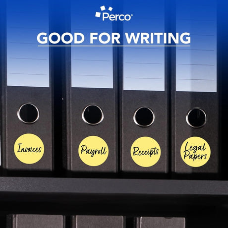 Perco 3 - Inch Round Circle Dot Sticker Labels – Easy Peel Perforation – Made in USA - Fluorescent Yellow 10 Rolls / 500 Labels Each / 5000 Labels Total